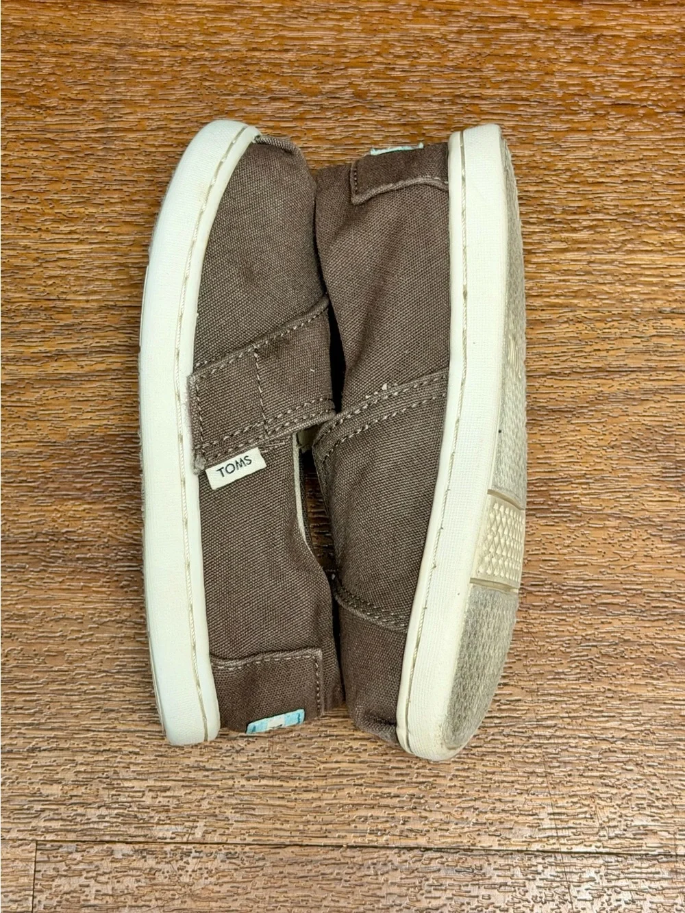TOMS Tiny Classic Canvas Toddler Shoes Size T8 Brown Velcro